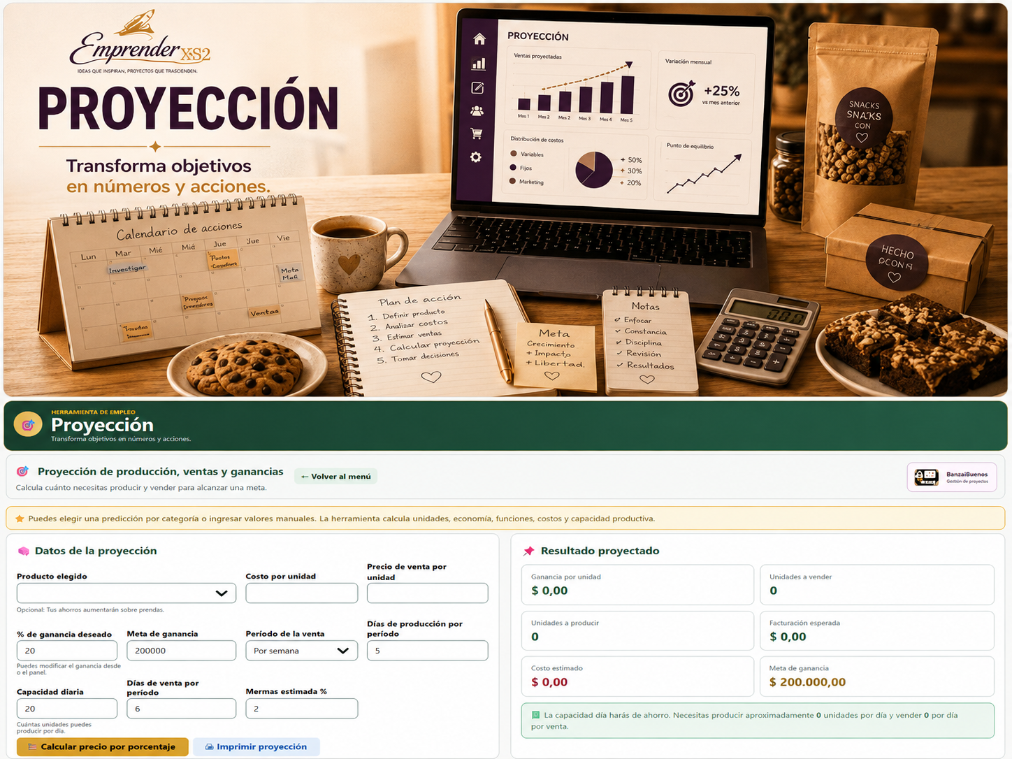 Módulo de proyección y objetivos.