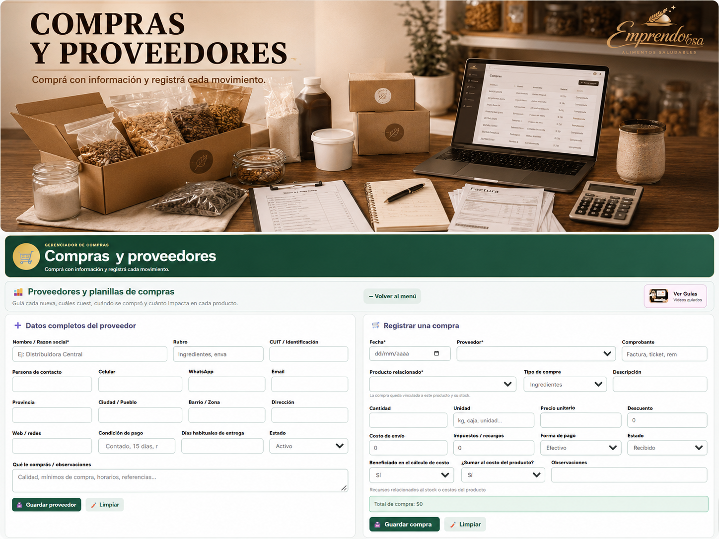 Compras y proveedores.